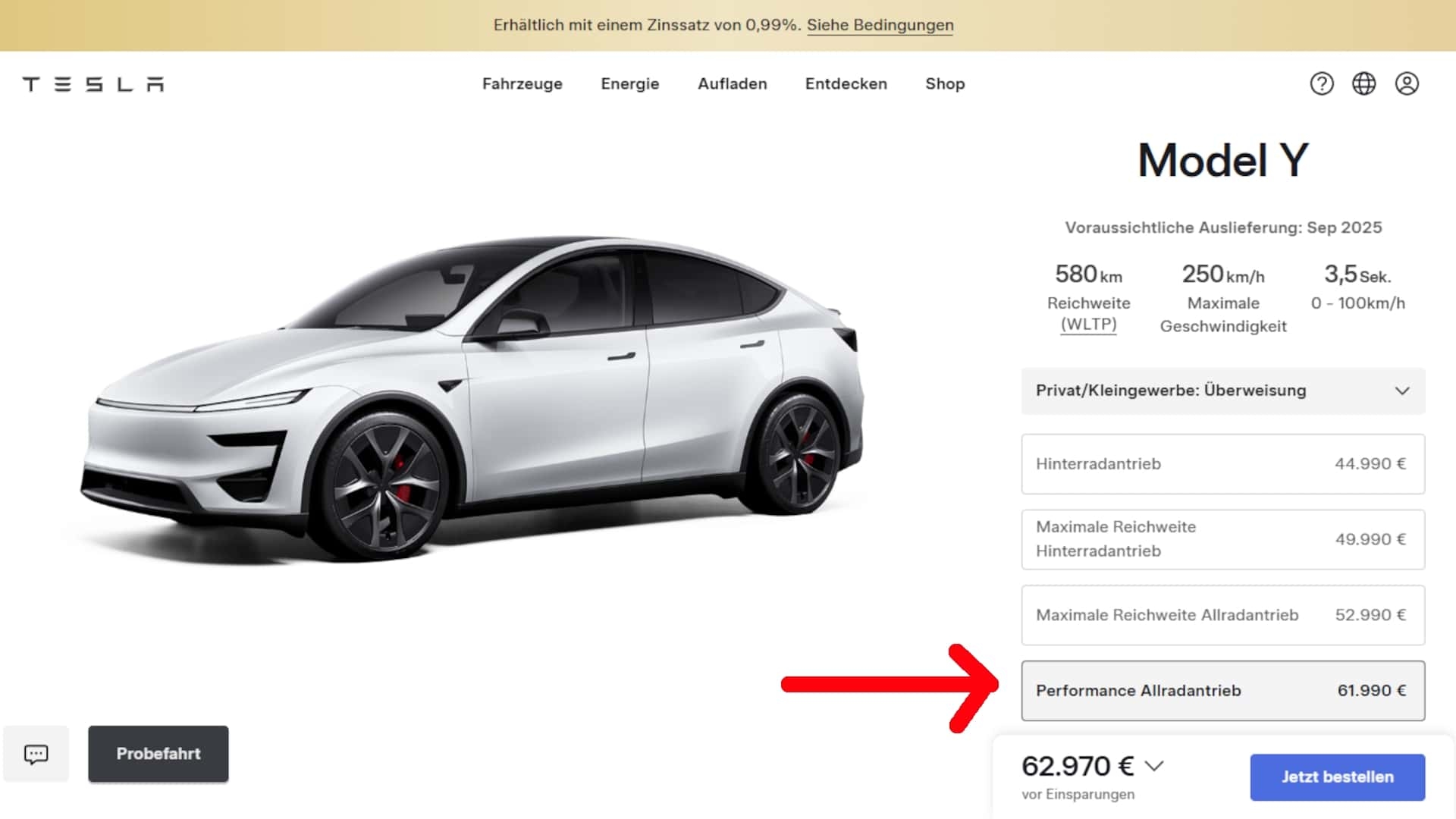 Tesla Model Y Performance lanciata con 460 CV e 250 km/h
