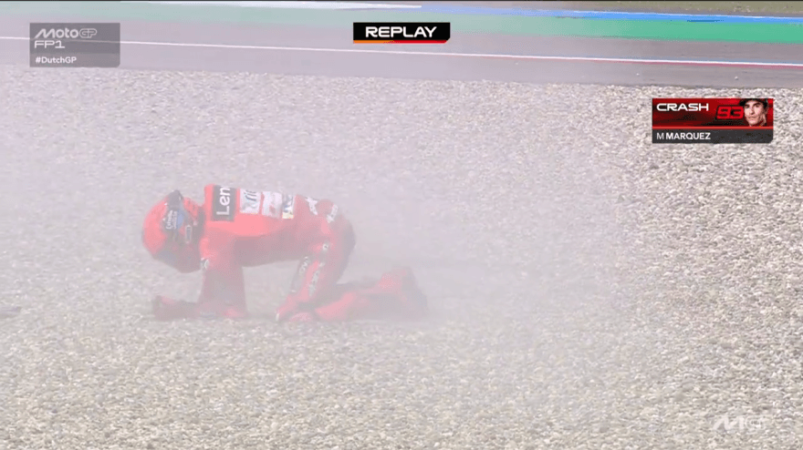 Assustador para Marc Márquez: o vídeo da queda terrível no FP1 em Assen