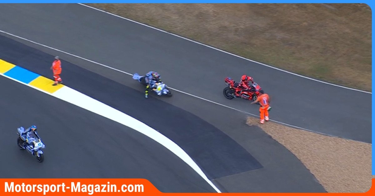 Estranho na MotoGP: Fermin Aldeguer comemora o pódio da estreia no sprint em Le Mans - e cai na volta de entrada!