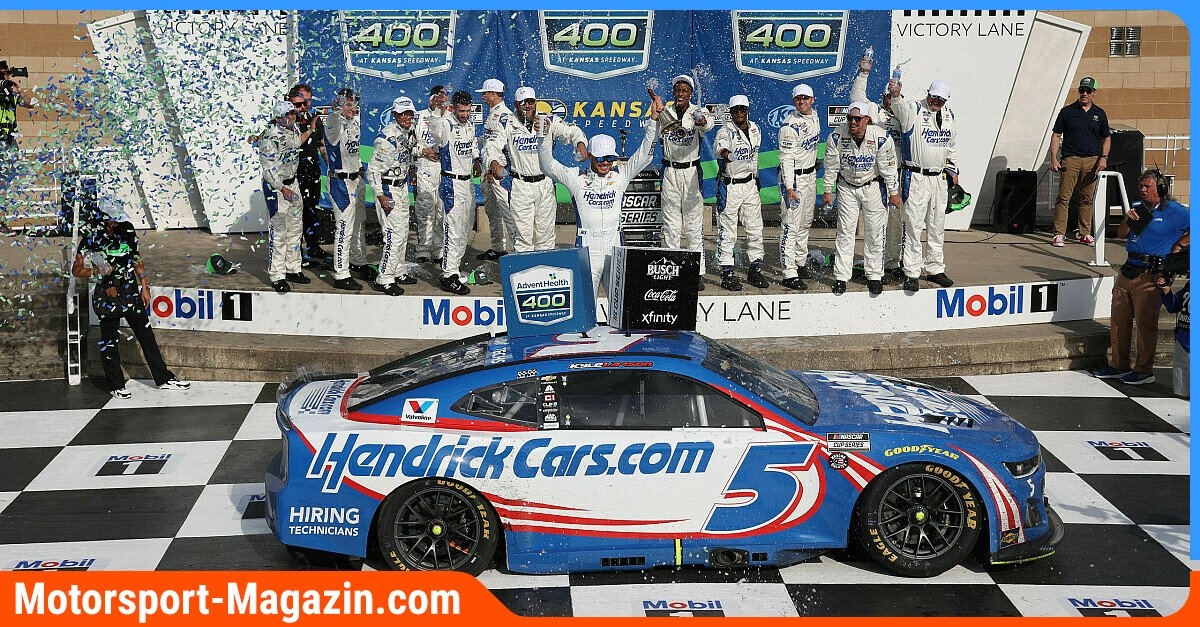 NASCAR Corrida 12: Kyle Larson comemora terceira vitória perfeita da temporada no Kansas