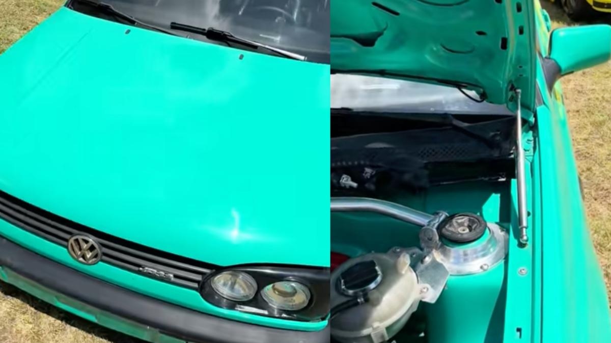 Hij opent een Volkswagen Golf GTI uit de jaren 90 en laat iedereen sprakeloos achter met de motor die onder de motorkap verborgen zit: "Goedkoper dan de auto."