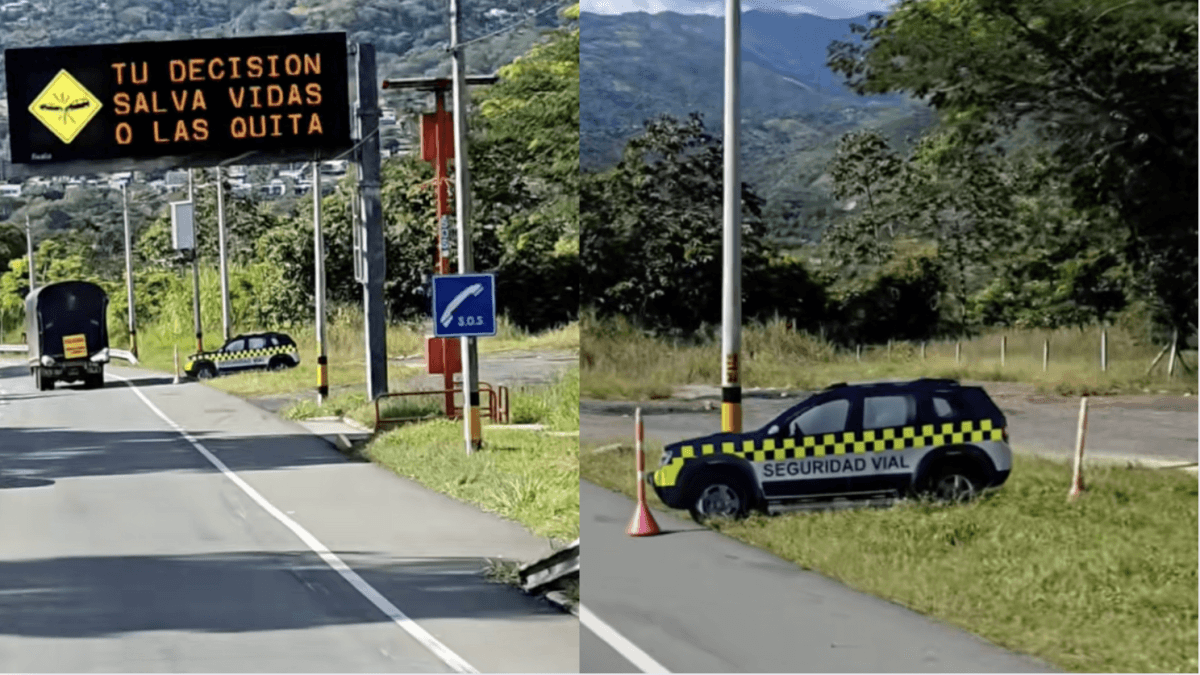 He's driving down the road and mistakes a painted cardboard sign for a police car: "I slammed on the brakes."