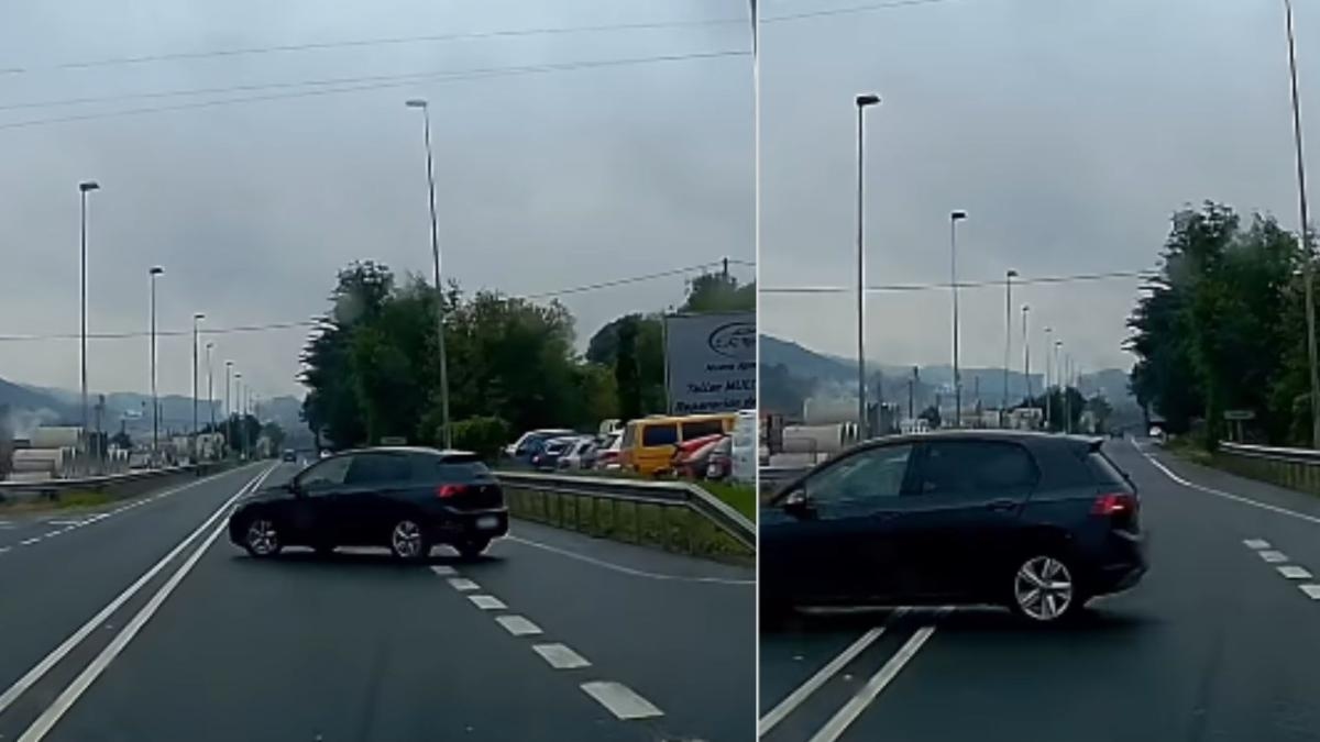 Der rücksichtslose Versuch eines Autos, in Vizcaya auf eine Straße zu fahren, endete beinahe in einem Unfall: „Unglaublich, dem Kerl haben sie den Führerschein geschenkt.“