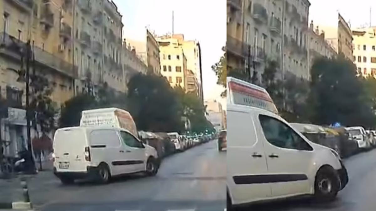L'ingresso spericolato di un'auto su una strada di Valencia ha rischiato di causare un incidente: "Quel soprammobile alla tua destra si chiama specchietto retrovisore, e non sai che è molto utile."