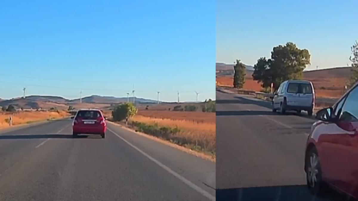 Uma ultrapassagem imprudente de um motorista em uma estrada secundária quase causou um acidente: "Essa perseguição com essas buzinas é necessária?"