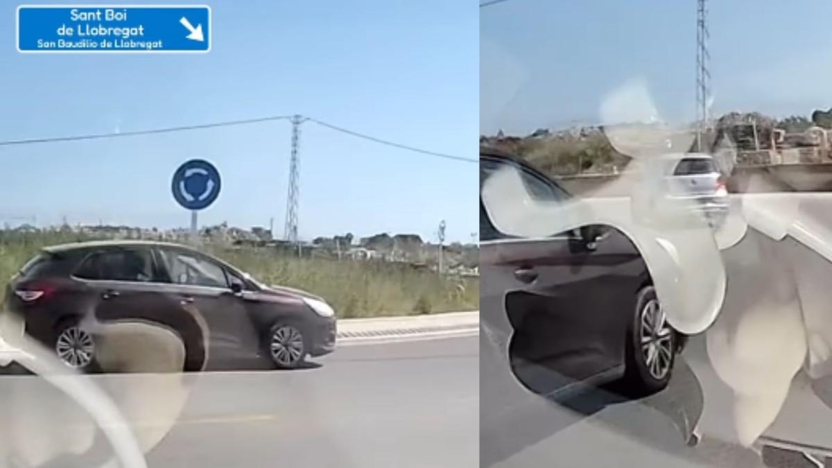 Dwa samochody niemal zderzyły się na rondzie w Sant Boi de Llobregat. Opinie na temat tego, kto zawinił, są podzielone: ​​„Jeśli kierowca Citroëna nie umie jeździć, powinien wrócić do szkoły jazdy”.