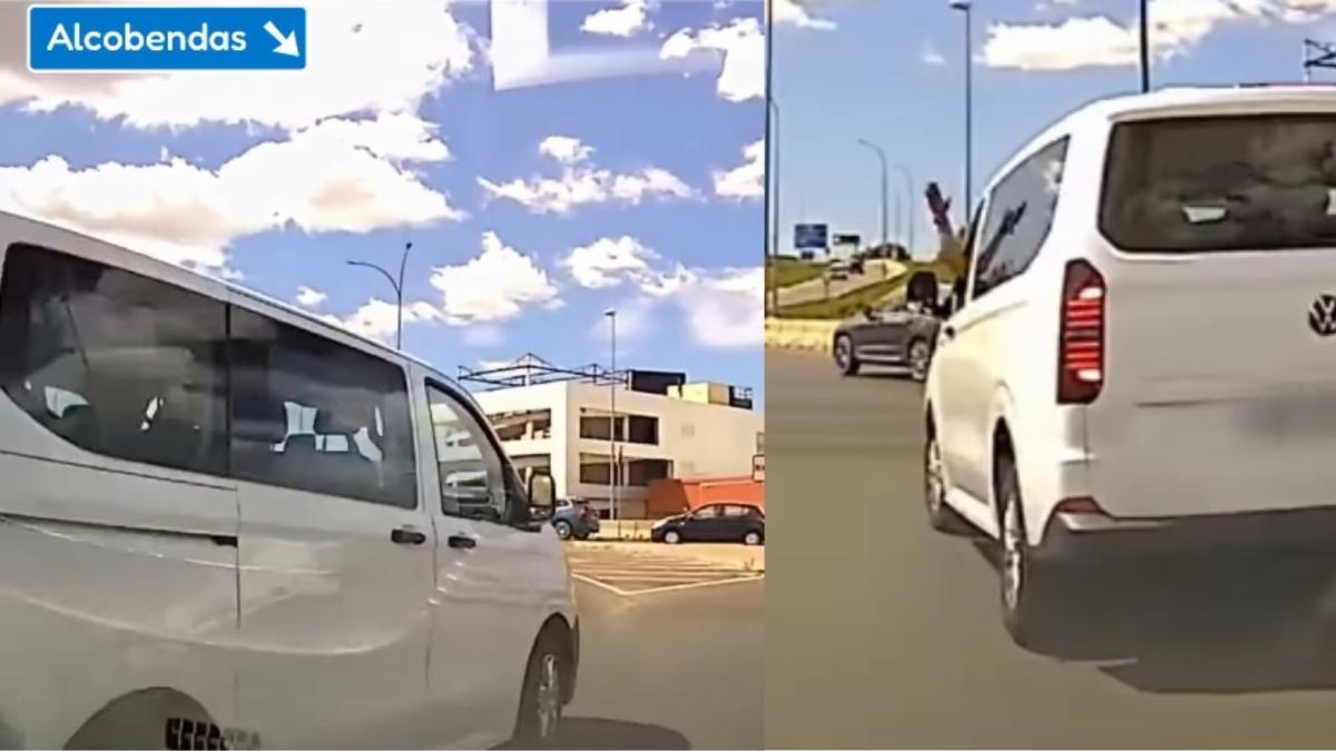 Опасный маневр фургона в Алькобендасе, который едва не закончился аварией: «Он нарушает правила, а потом злится».