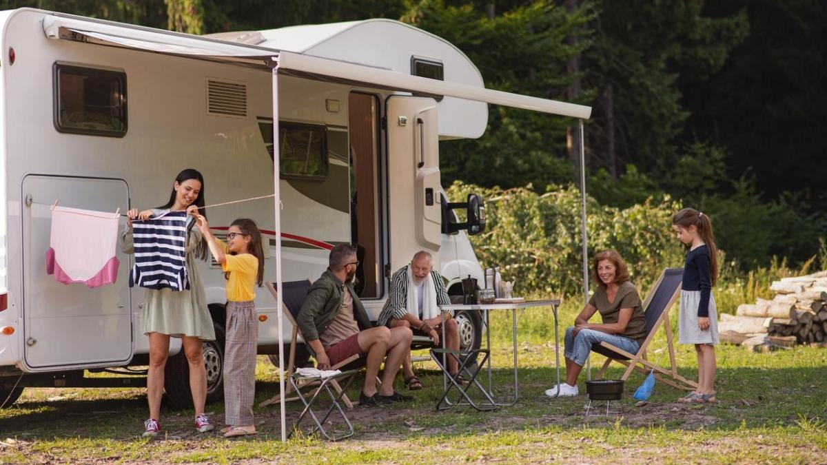 Portable barbecues, solar panels, awnings, and other essential accessories for a comfortable family caravanning experience.