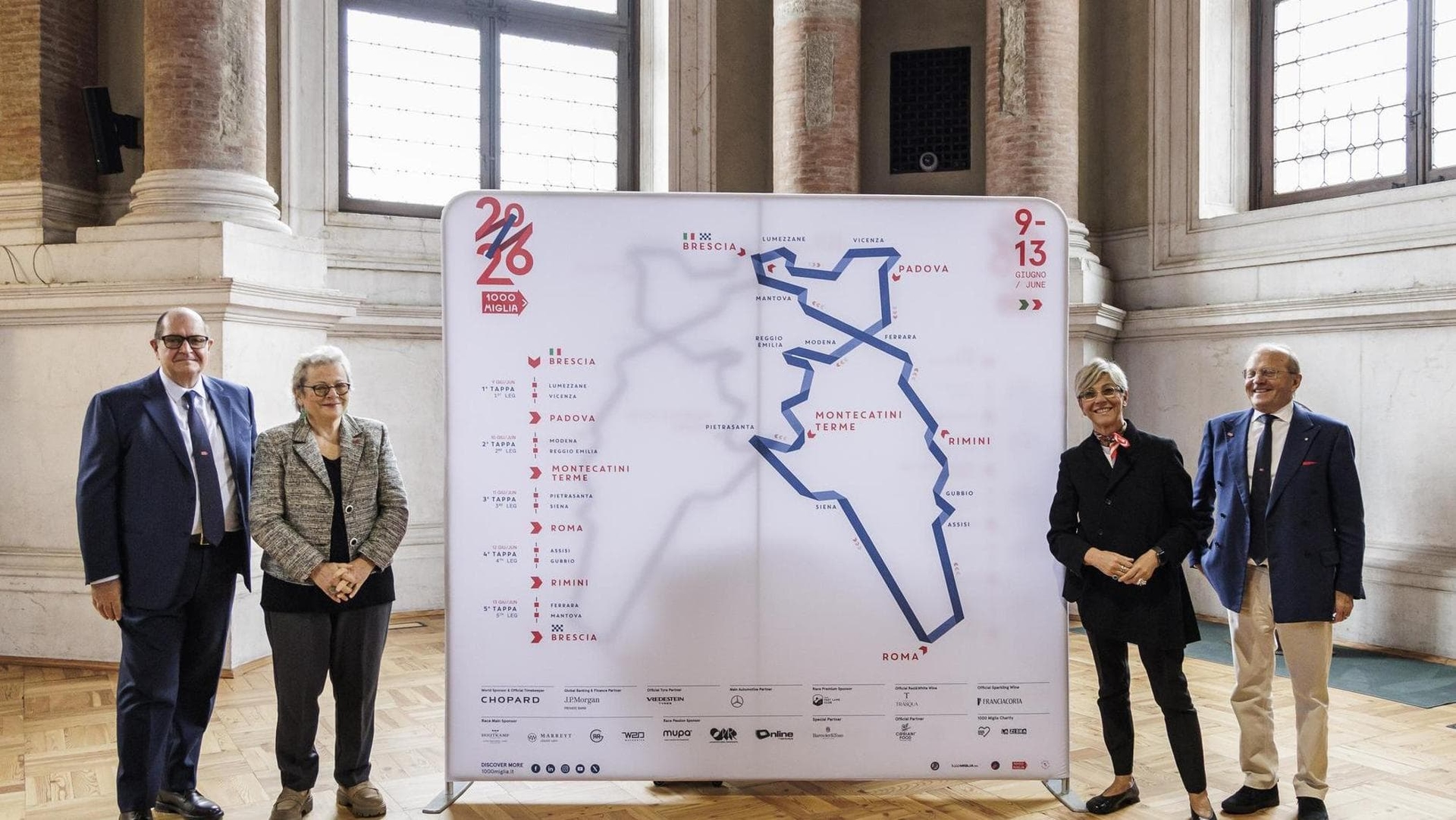 Wyścig Mille Miglia 2026 rozpocznie się 9 czerwca: ogłoszono trasę i pięć etapów.